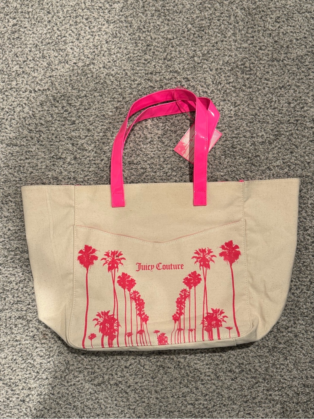 Juicy Couture Hot Pink Palm Canvas Tote